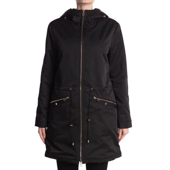 Love Token Women Black Tanya Reversible Faux Fur Winter Parka Jacket Size S - Picture 1 of 4